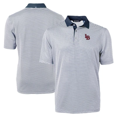 Men's Cutter & Buck Navy Louisville Bats Big Tall Virtue Eco Pique Micro Stripe Recycled Polo