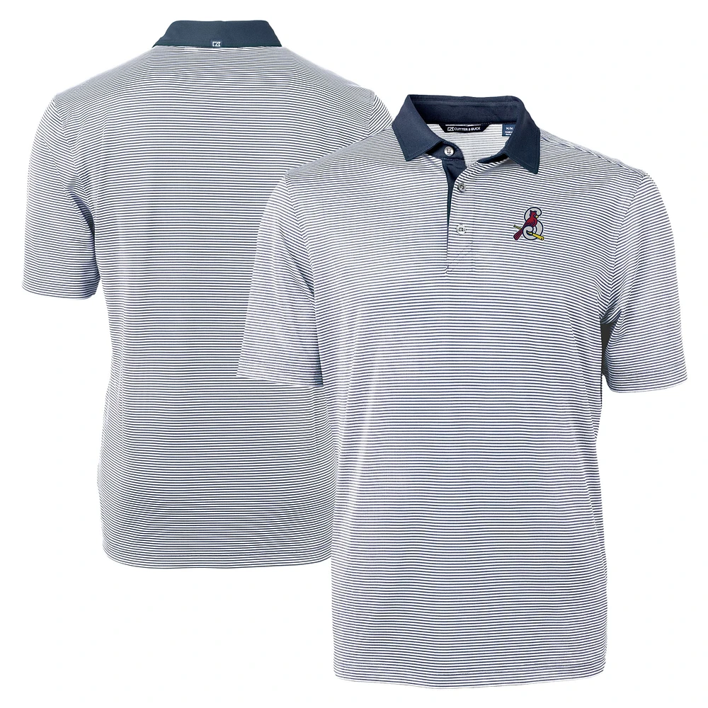 Men's Cutter & Buck Navy Springfield Cardinals Big Tall Virtue Eco Pique Micro Stripe Recycled Polo
