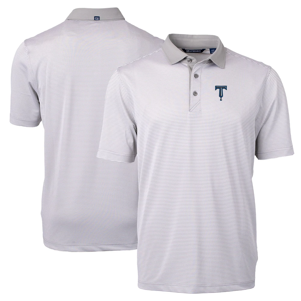 Men's Cutter & Buck Gray Tulsa Drillers Big Tall Virtue Eco Pique Micro Stripe Recycled Polo
