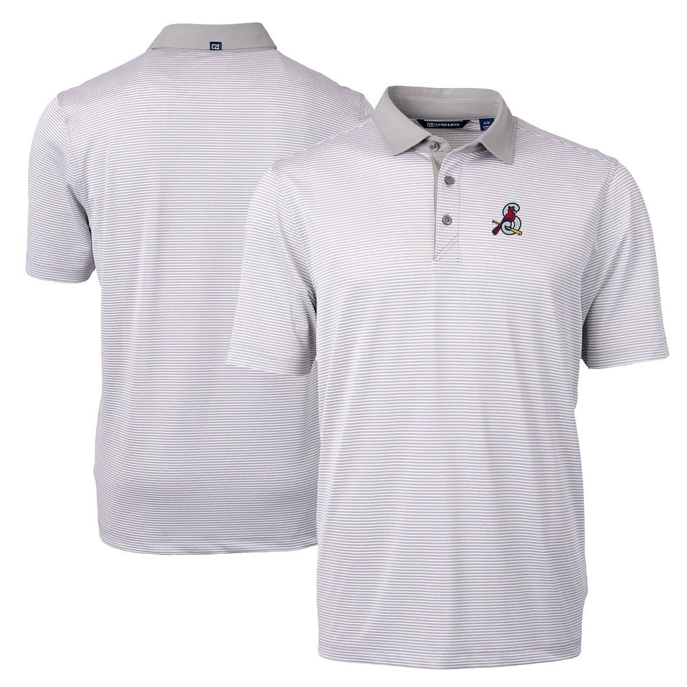 Men's Cutter & Buck Gray Springfield Cardinals Big Tall Virtue Eco Pique Micro Stripe Recycled Polo