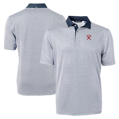 Men's Cutter & Buck Navy Tacoma Rainiers Big Tall Virtue Eco Pique Micro Stripe Recycled Polo