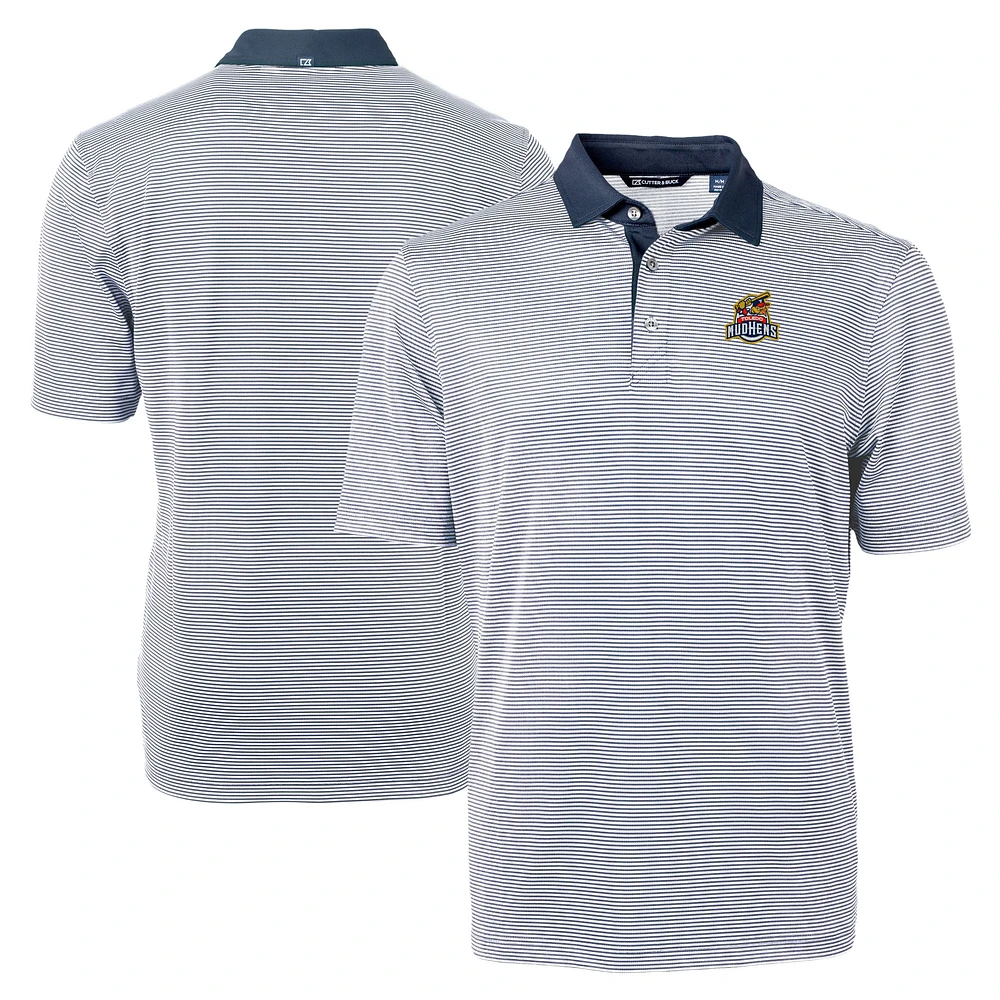 Men's Cutter & Buck Navy Toledo Mud Hens Big Tall Virtue Eco Pique Micro Stripe Recycled Polo