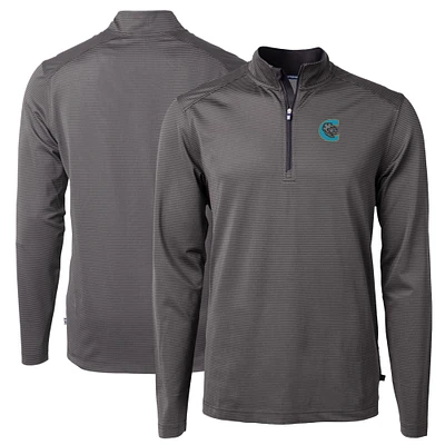 Men's Cutter & Buck Charlotte Knights Big Tall Virtue Eco Pique Micro Stripe Recycled Quarter-Zip Pullover