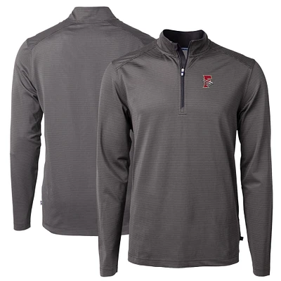 Men's Cutter & Buck Fresno Grizzlies Big Tall Virtue Eco Pique Micro Stripe Recycled Quarter-Zip Pullover