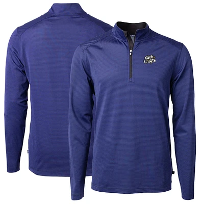 Men's Cutter & Buck Omaha Storm Chasers Big Tall Virtue Eco Pique Micro Stripe Recycled Quarter-Zip Pullover