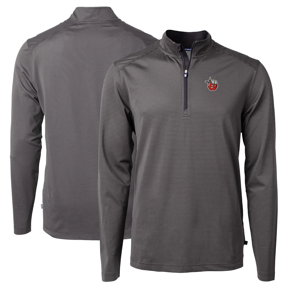 Men's Cutter & Buck Fort Wayne TinCaps Big Tall Virtue Eco Pique Micro Stripe Recycled Quarter-Zip Pullover