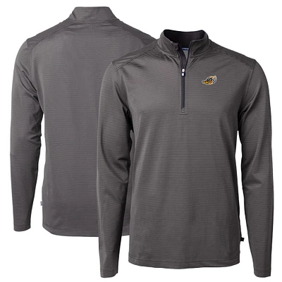 Men's Cutter & Buck Akron RubberDucks Big Tall Virtue Eco Pique Micro Stripe Recycled Quarter-Zip Pullover