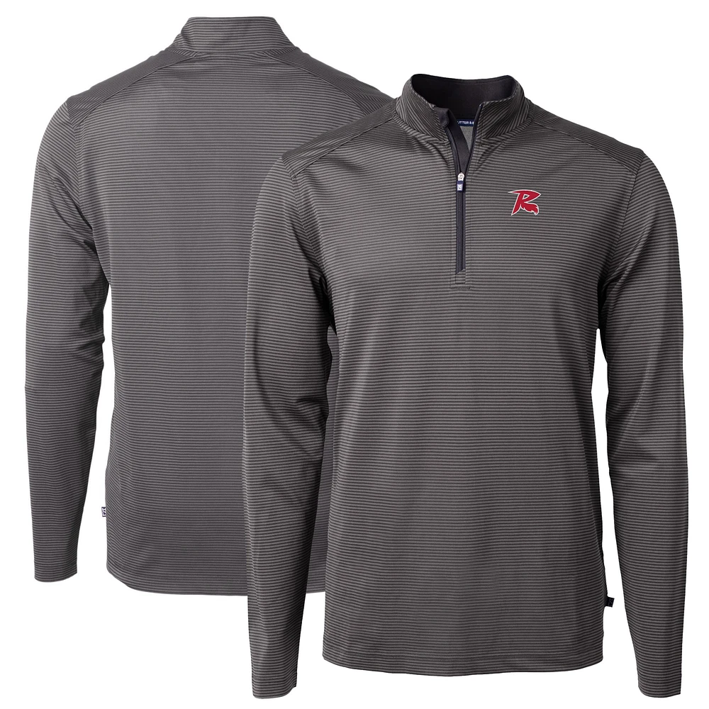 Men's Cutter & Buck Richmond Flying Squirrels Big Tall Virtue Eco Pique Micro Stripe Recycled Quarter-Zip Pullover