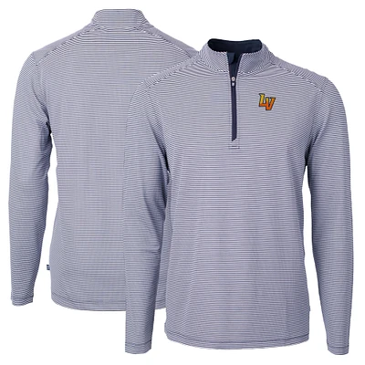 Men's Cutter & Buck Navy Las Vegas 51s Big Tall Virtue Eco Pique Micro Stripe Recycled Quarter-Zip Pullover