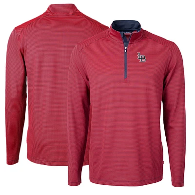Men's Cutter & Buck Louisville Bats Big Tall Virtue Eco Pique Micro Stripe Recycled Quarter-Zip Pullover