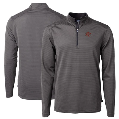 Men's Cutter & Buck Sacramento River Cats Big Tall Virtue Eco Pique Micro Stripe Recycled Quarter-Zip Pullover