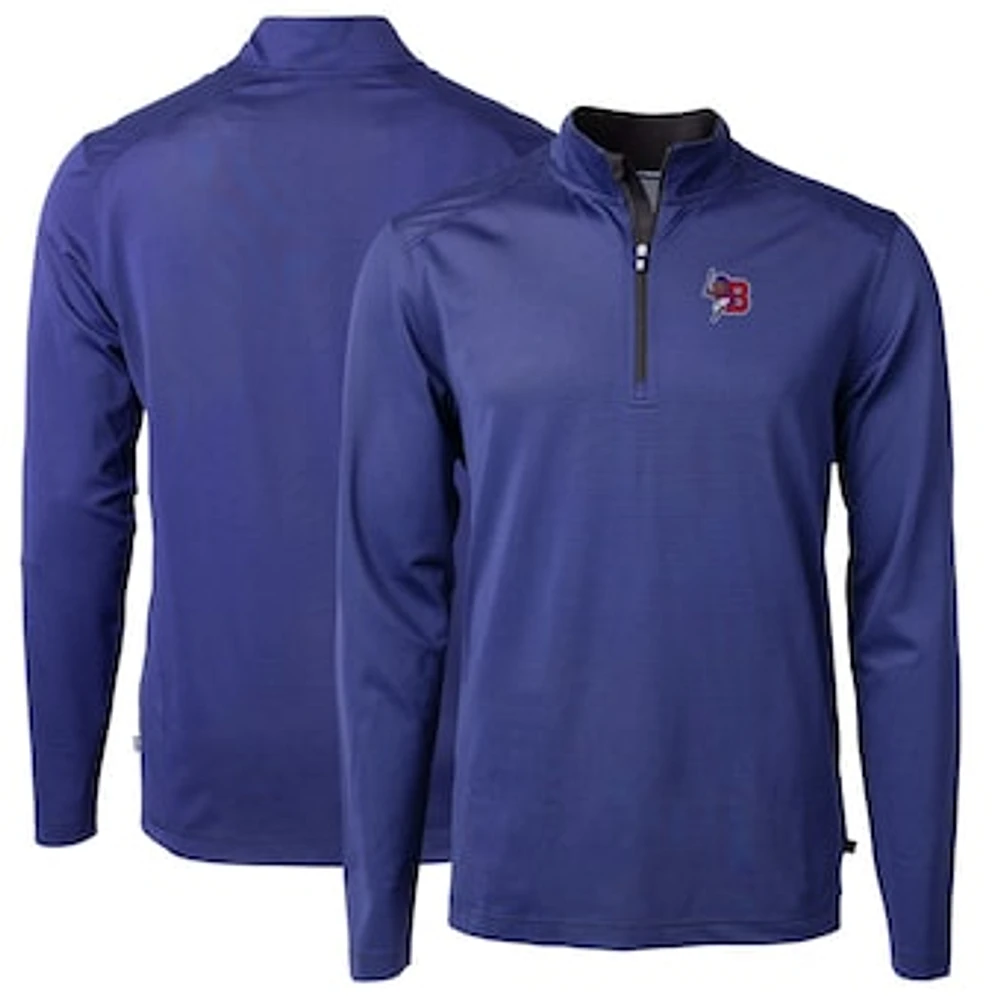 Men's Cutter & Buck Buffalo Bisons Big Tall Virtue Eco Pique Micro Stripe Recycled Quarter-Zip Pullover