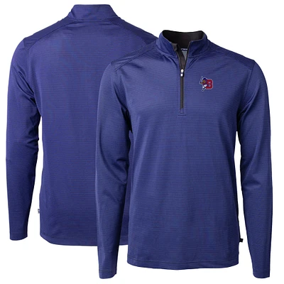 Men's Cutter & Buck Buffalo Bisons Big Tall Virtue Eco Pique Micro Stripe Recycled Quarter-Zip Pullover