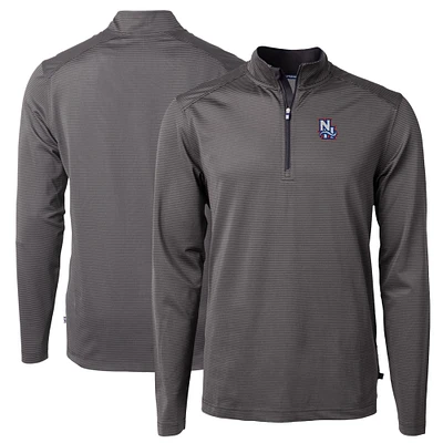 Men's Cutter & Buck New Hampshire Fisher Cats Big Tall Virtue Eco Pique Micro Stripe Recycled Quarter-Zip Pullover