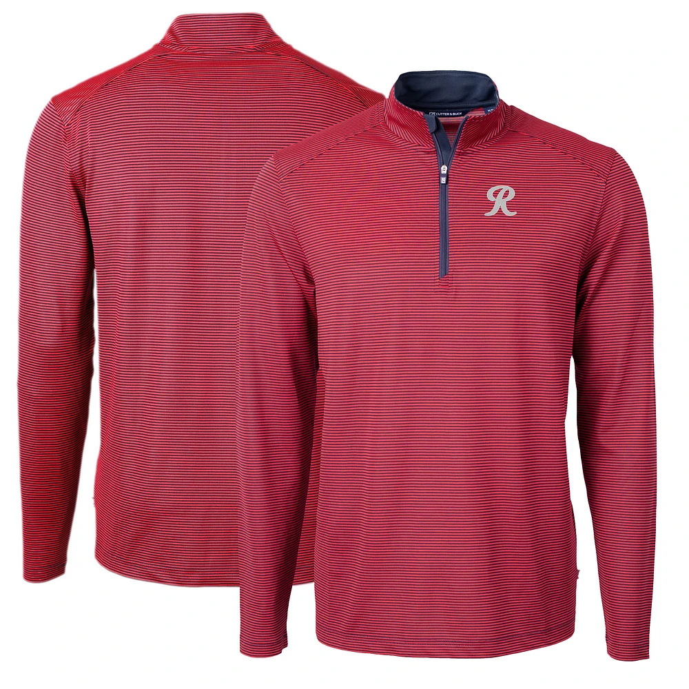 Men's Cutter & Buck Tacoma Rainiers Big Tall Virtue Eco Pique Micro Stripe Recycled Quarter-Zip Pullover