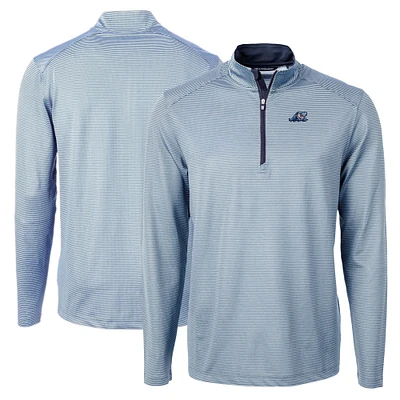 Men's Cutter & Buck Powder Blue West Michigan Whitecaps Big Tall Virtue Eco Pique Micro Stripe Recycled Quarter-Zip Pullover