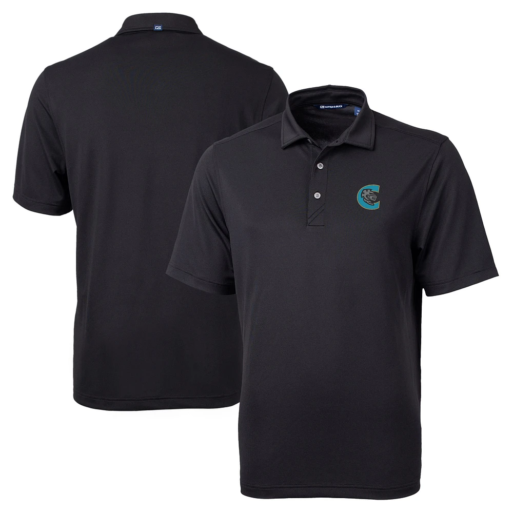 Men's Cutter & Buck Black Charlotte Knights Big Tall Virtue Eco Pique Recycled Polo