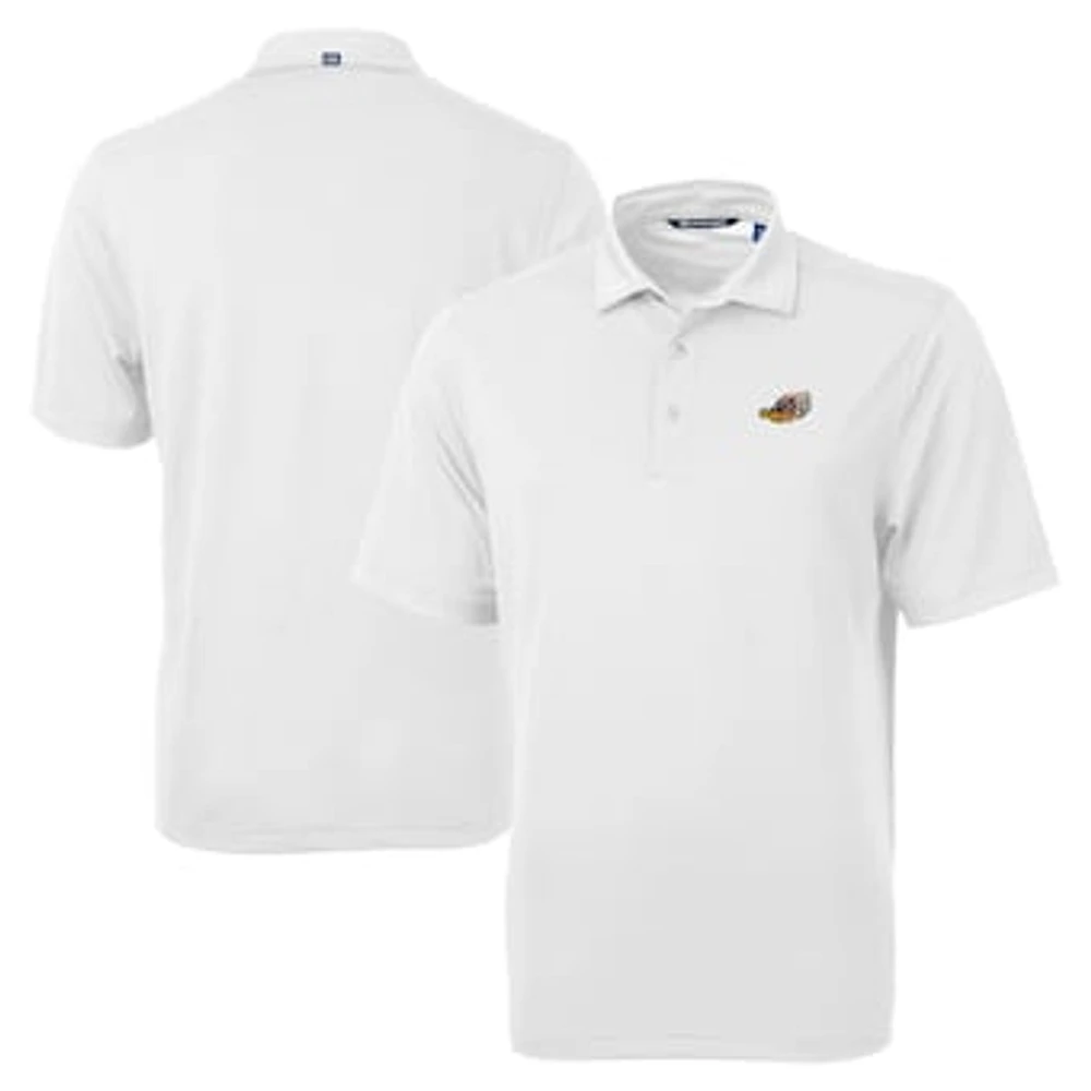 Men's Cutter & Buck White Akron RubberDucks Big Tall Virtue Eco Pique Recycled Polo