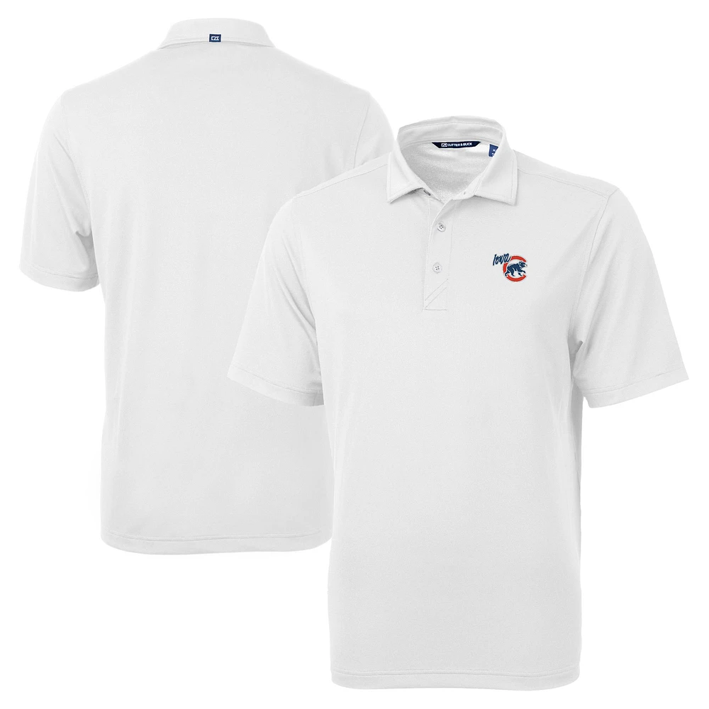 Men's Cutter & Buck White Iowa Cubs Big Tall Virtue Eco Pique Recycled Polo