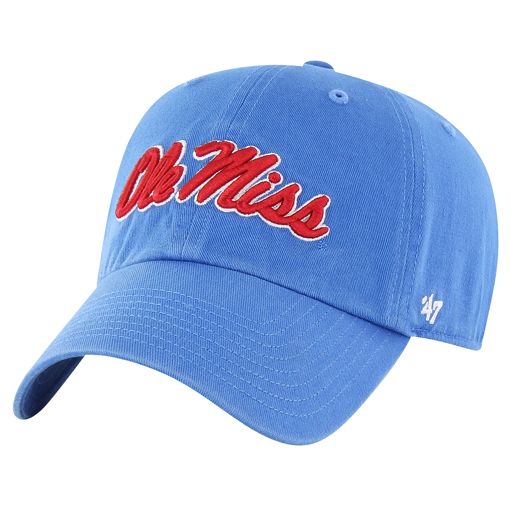 Youth '47 Powder Blue Ole Miss Rebels Clean Up Adjustable Hat