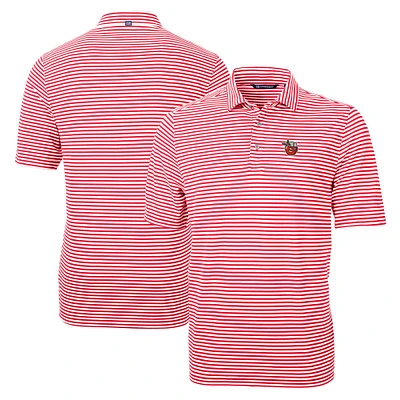Men's Cutter & Buck Red Fort Wayne TinCaps Big Tall Virtue Eco Pique Stripe Recycled DryTec Polo