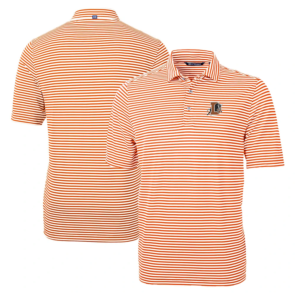 Men's Cutter & Buck Orange Durham Bulls Big Tall Virtue Eco Pique Stripe Recycled DryTec Polo