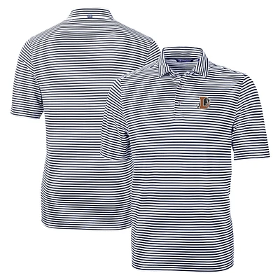 Men's Cutter & Buck Navy Durham Bulls Big Tall Virtue Eco Pique Stripe Recycled DryTec Polo