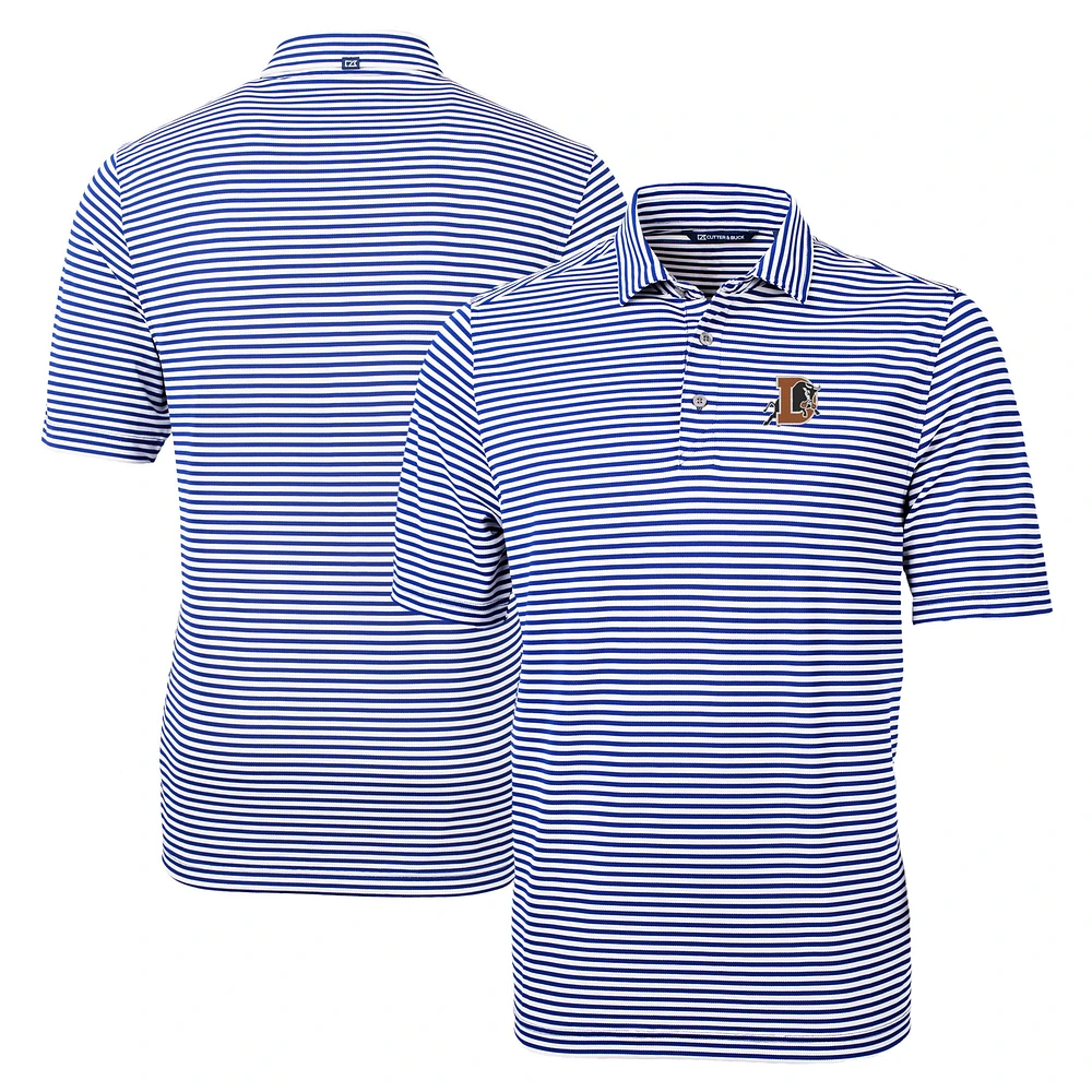 Men's Cutter & Buck Blue Durham Bulls Big Tall Virtue Eco Pique Stripe Recycled DryTec Polo