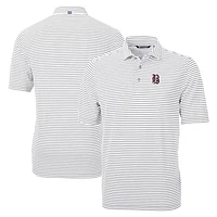 Men's Cutter & Buck Gray Birmingham Barons Big Tall Virtue Eco Pique Stripe Recycled DryTec Polo