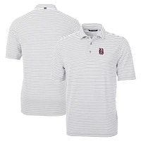 Men's Cutter & Buck Gray Birmingham Barons Big Tall Virtue Eco Pique Stripe Recycled DryTec Polo
