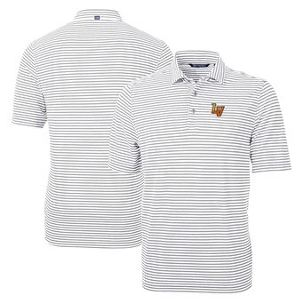 Men's Cutter & Buck Gray Las Vegas Aviators Big Tall Virtue Eco Pique Stripe Recycled DryTec Polo