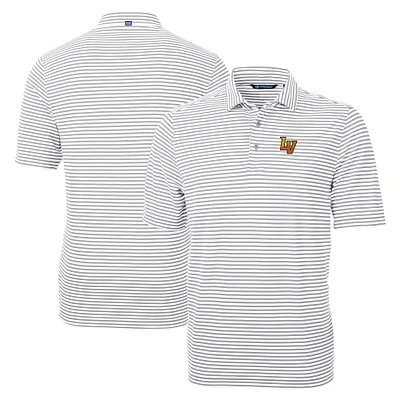 Men's Cutter & Buck Gray Las Vegas Aviators Big Tall Virtue Eco Pique Stripe Recycled DryTec Polo