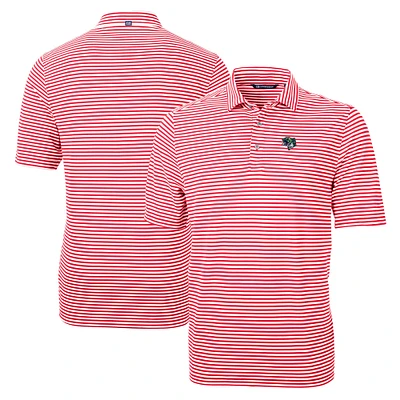 Men's Cutter & Buck Red Gwinnett Stripers Big Tall Virtue Eco Pique Stripe Recycled DryTec Polo