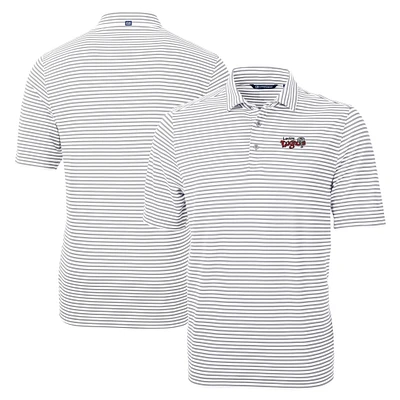 Men's Cutter & Buck Gray Lansing Lugnuts Big Tall Virtue Eco Pique Stripe Recycled DryTec Polo