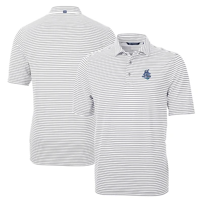 Men's Cutter & Buck Gray Hartford Yard Goats Big Tall Virtue Eco Pique Stripe Recycled DryTec Polo