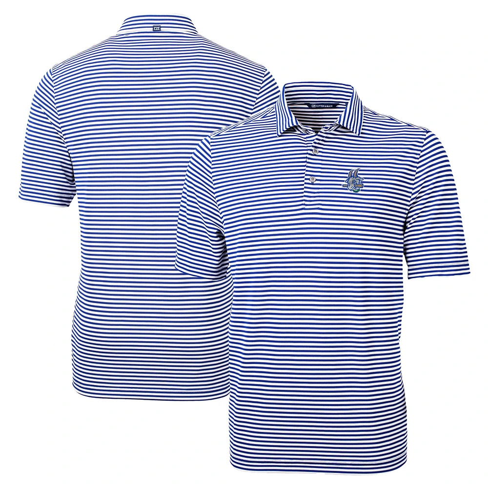 Men's Cutter & Buck Blue Hartford Yard Goats Big Tall Virtue Eco Pique Stripe Recycled DryTec Polo