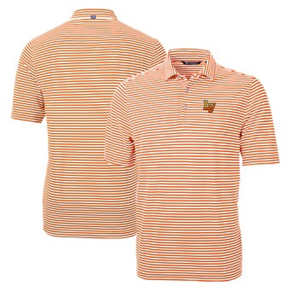 Men's Cutter & Buck Orange Las Vegas Aviators Big Tall Virtue Eco Pique Stripe Recycled DryTec Polo