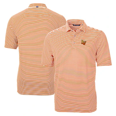 Men's Cutter & Buck Orange Las Vegas Aviators Big Tall Virtue Eco Pique Stripe Recycled DryTec Polo