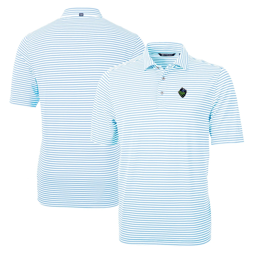 Men's Cutter & Buck Powder Blue Hillsboro Hops Big Tall Virtue Eco Pique Stripe Recycled DryTec Polo