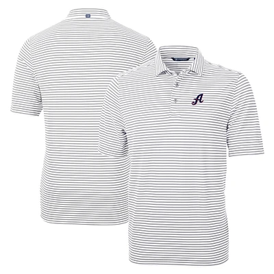 Men's Cutter & Buck Gray Reno Aces Big Tall Virtue Eco Pique Stripe Recycled DryTec Polo