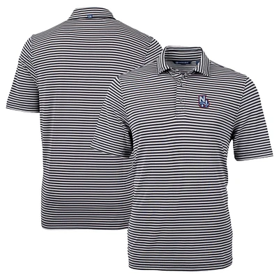 Men's Cutter & Buck Black New Hampshire Fisher Cats Big Tall Virtue Eco Pique Stripe Recycled DryTec Polo