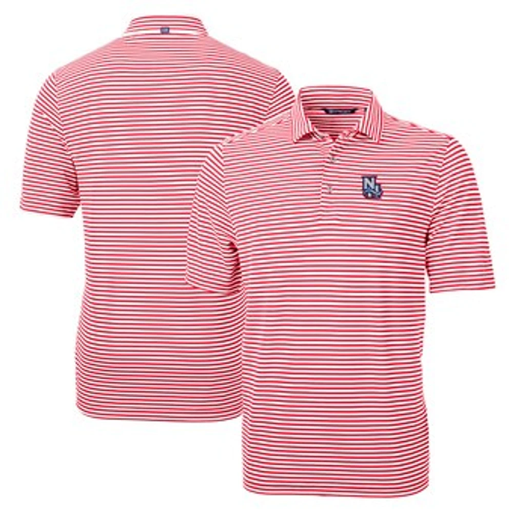 Men's Cutter & Buck New Hampshire Fisher Cats Big Tall Virtue Eco Pique Stripe Recycled DryTec Polo