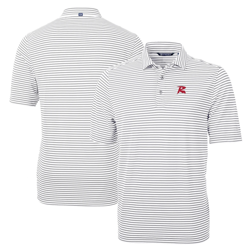 Men's Cutter & Buck Gray Richmond Flying Squirrels Big Tall Virtue Eco Pique Stripe Recycled DryTec Polo