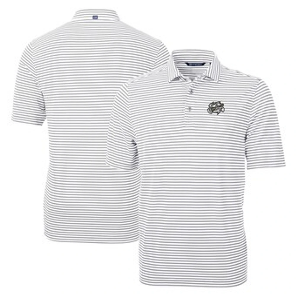 Men's Cutter & Buck Gray Omaha Storm Chasers Big Tall Virtue Eco Pique Stripe Recycled DryTec Polo