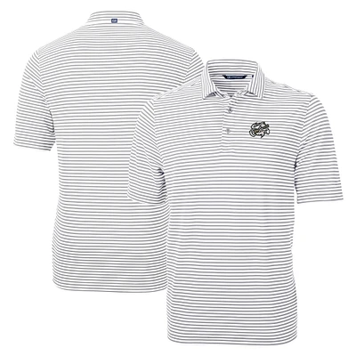 Men's Cutter & Buck Gray Omaha Storm Chasers Big Tall Virtue Eco Pique Stripe Recycled DryTec Polo