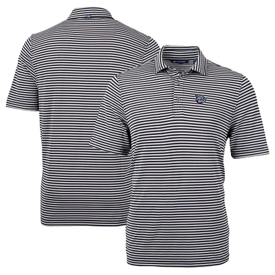 Men's Cutter & Buck Black Lehigh Valley IronPigs Big Tall Virtue Eco Pique Stripe Recycled DryTec Polo