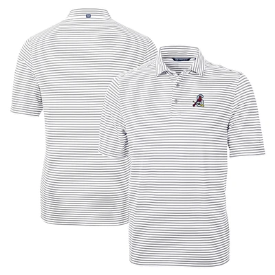 Men's Cutter & Buck Gray Springfield Cardinals Big Tall Virtue Eco Pique Stripe Recycled DryTec Polo
