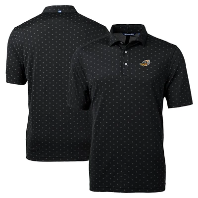 Men's Cutter & Buck Black Akron RubberDucks Big Tall Virtue Eco Pique Tile Print Recycled Polo