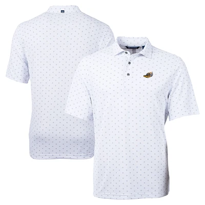 Men's Cutter & Buck White Akron RubberDucks Big Tall Virtue Eco Pique Tile Print Recycled Polo