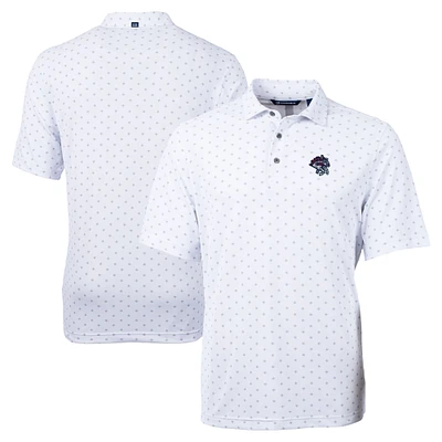Men's Cutter & Buck White Binghamton Rumble Ponies Big Tall Virtue Eco Pique Tile Print Recycled Polo